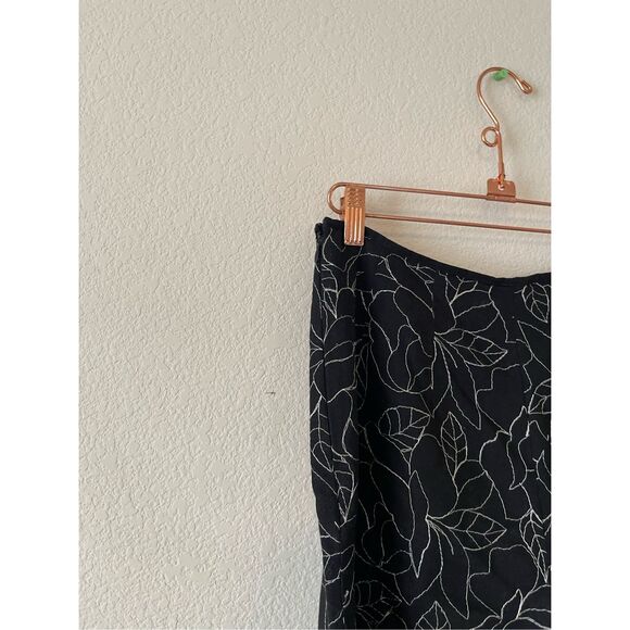 Vintage 90s mom full embroidered linen blend cropped pants size 6 - Picture 4 of 9